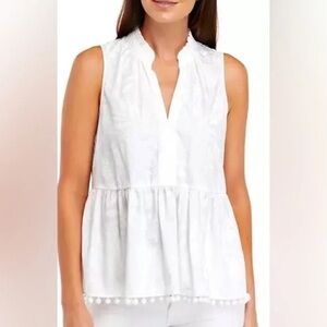 Lilly Pulitzer Novella Top Jungle Cabana Resort White